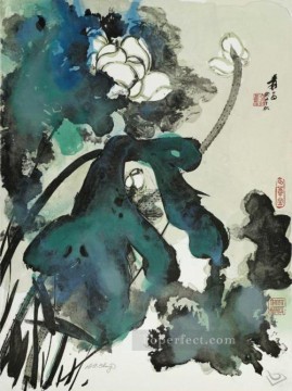  lotus Oil Painting - Chang dai chien lotus 1973 traditional Chinese